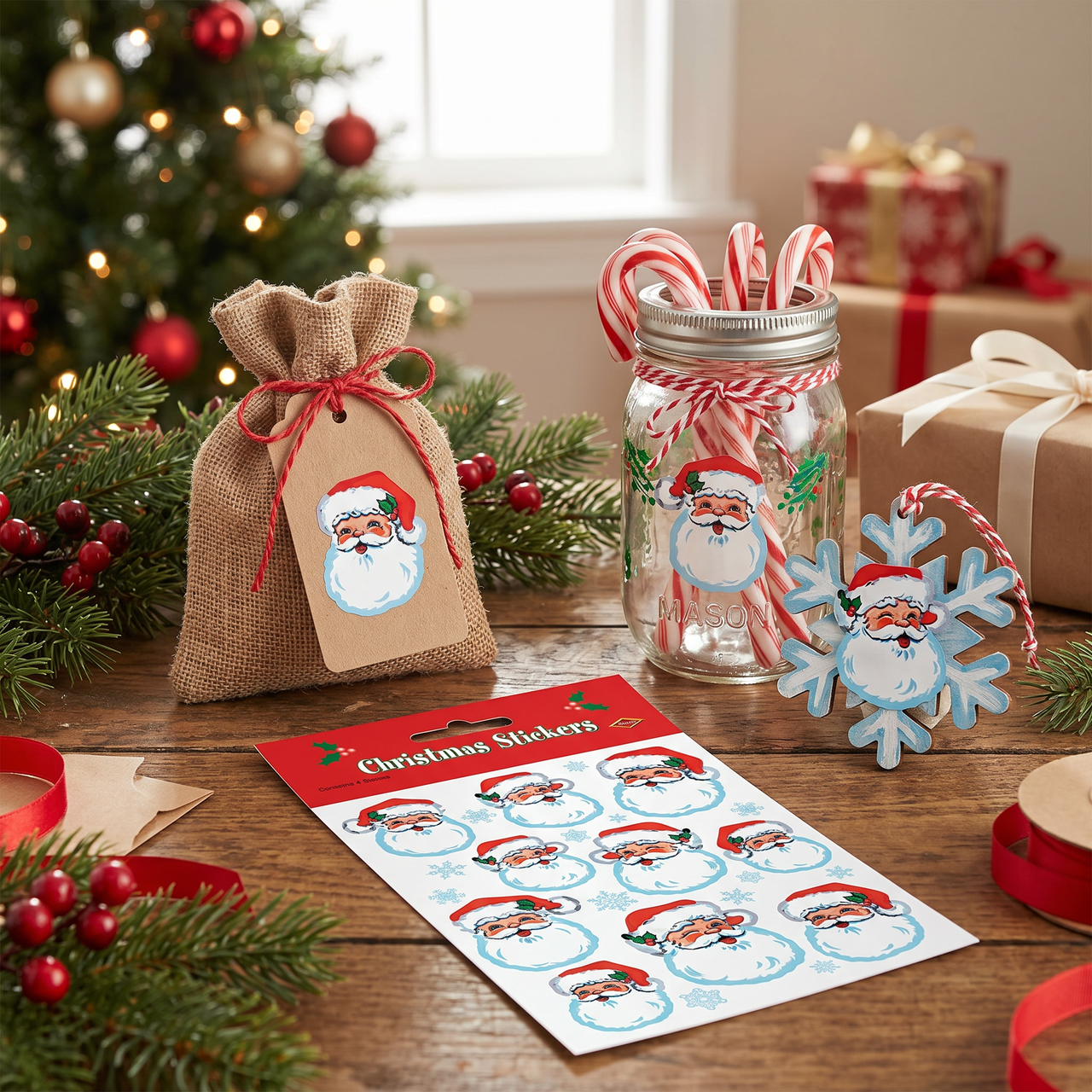 Christmas Santa Face Stickers