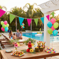 Luau Party Cerise, Lime Green & Turquoise Pennant Banner