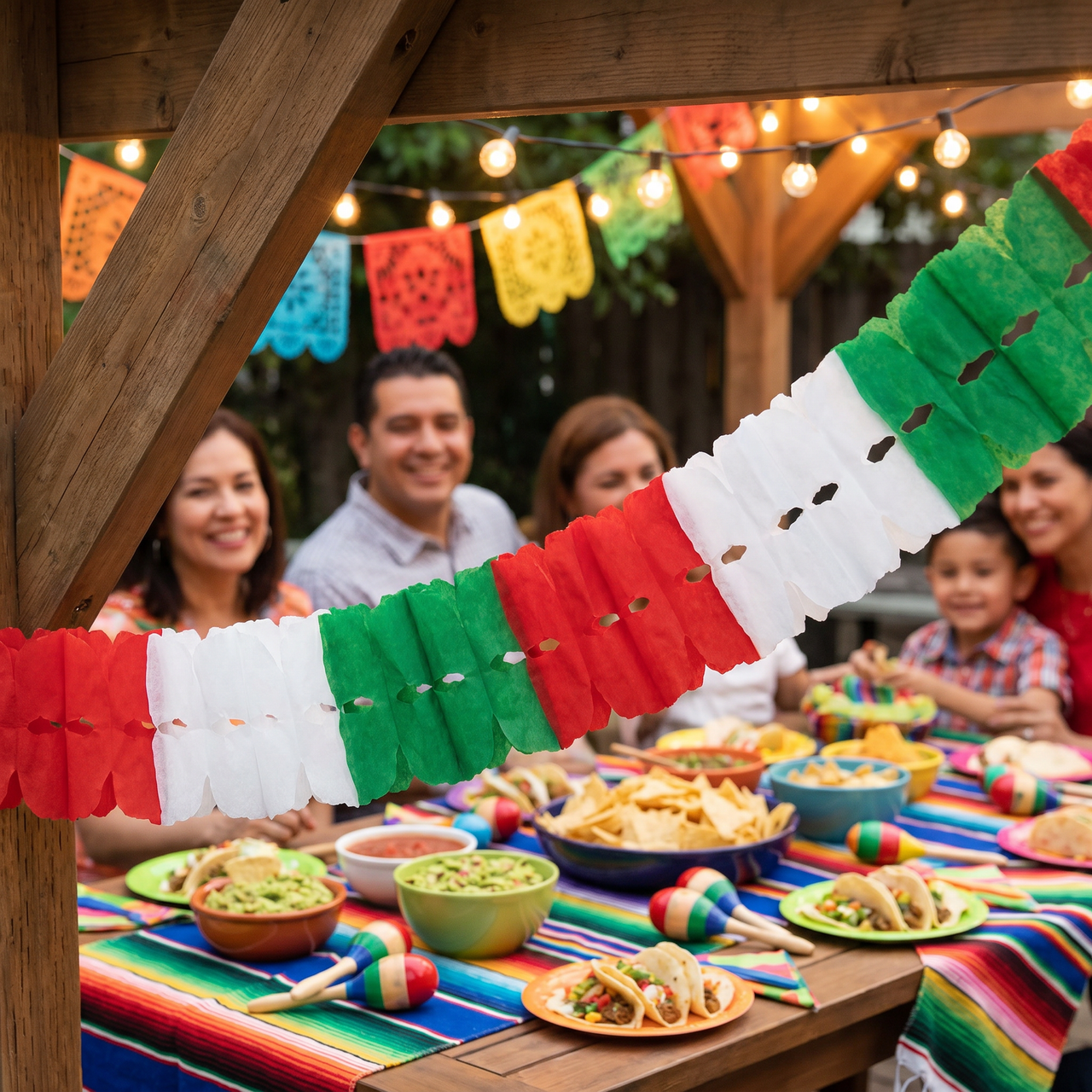 Fiesta Leaf Garland - red - white - green