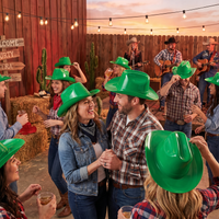 Green Plastic Cowboy Hat - One Size Fits Most