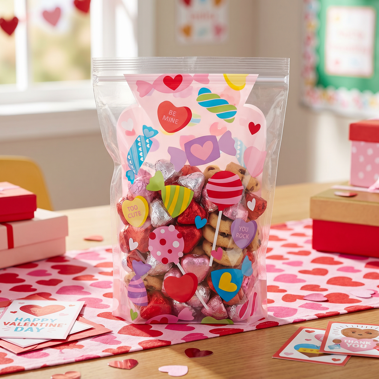 Valentine Treats Cello Bag with Zipper (144 per Case)