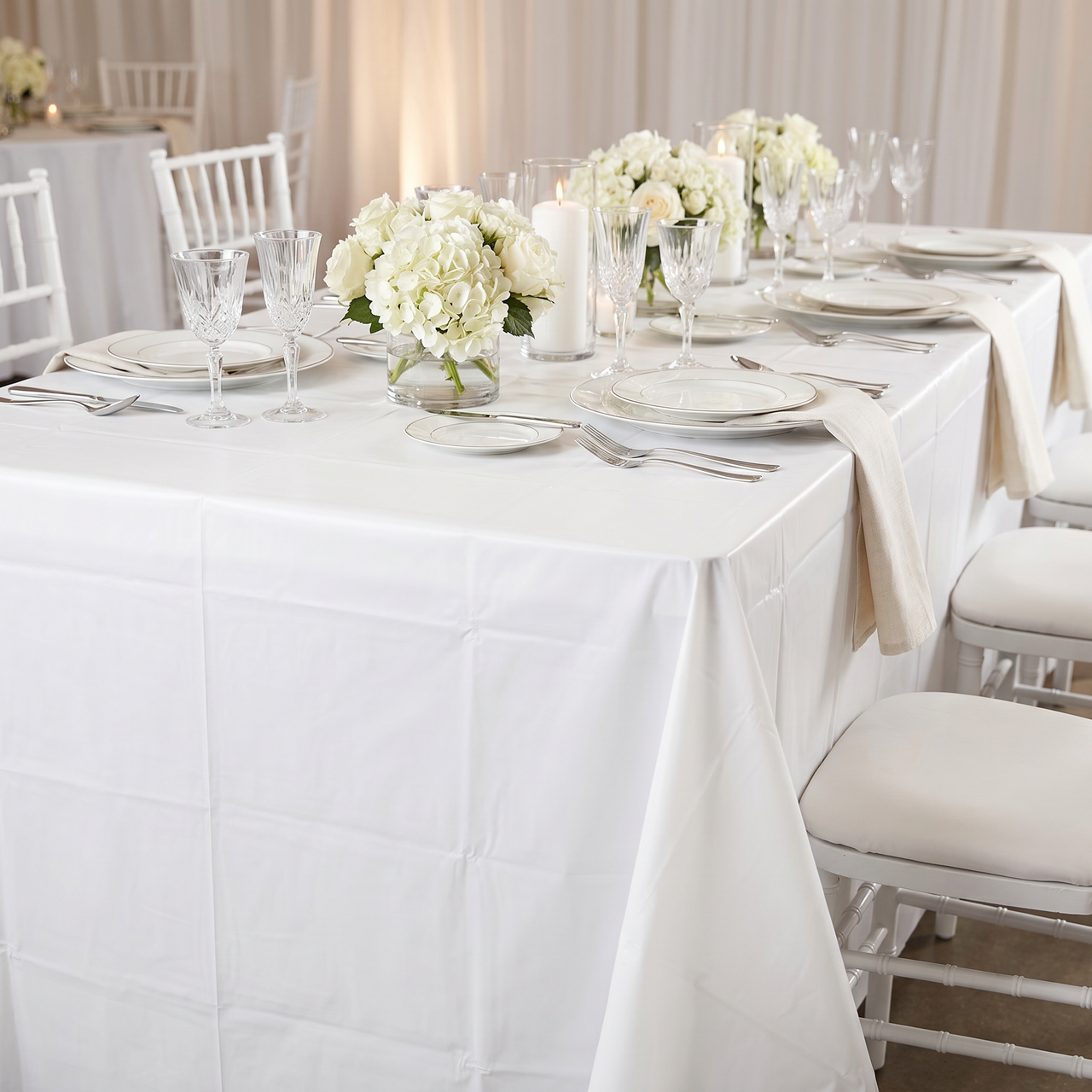White Plastic Table Covers 54 inch x 108 inch (12 per Case)