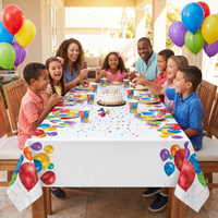 Balloon Blast Plastic Tablecover 54 inch x102 inch , Border Print (6 per Case)