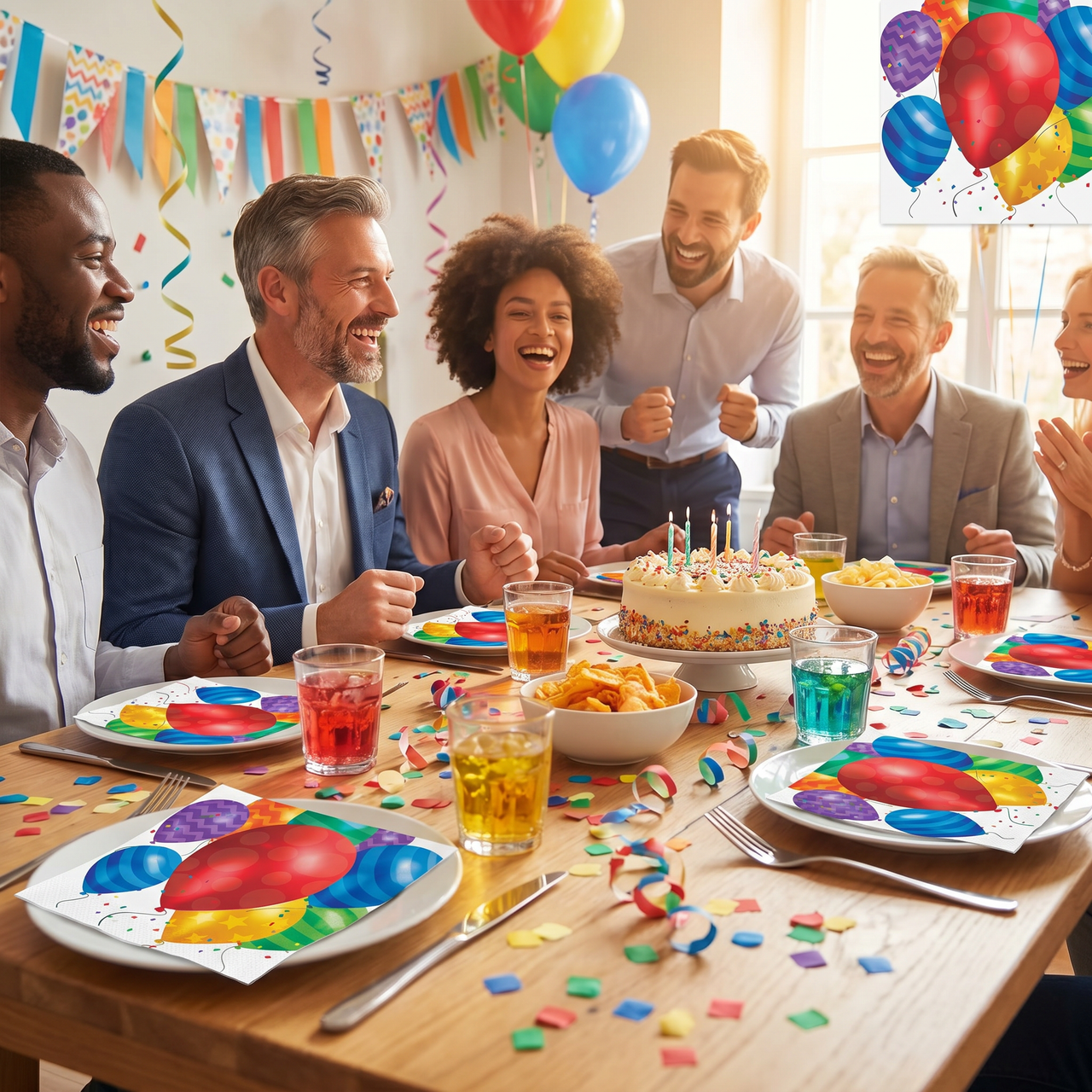 Balloon Blast Lunch Napkins (192 per Case)