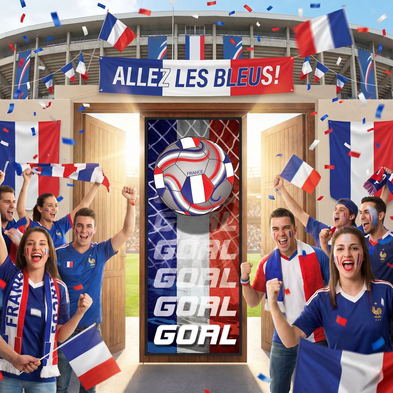France Soccer Door Cover - All-Weather Sports Decor
