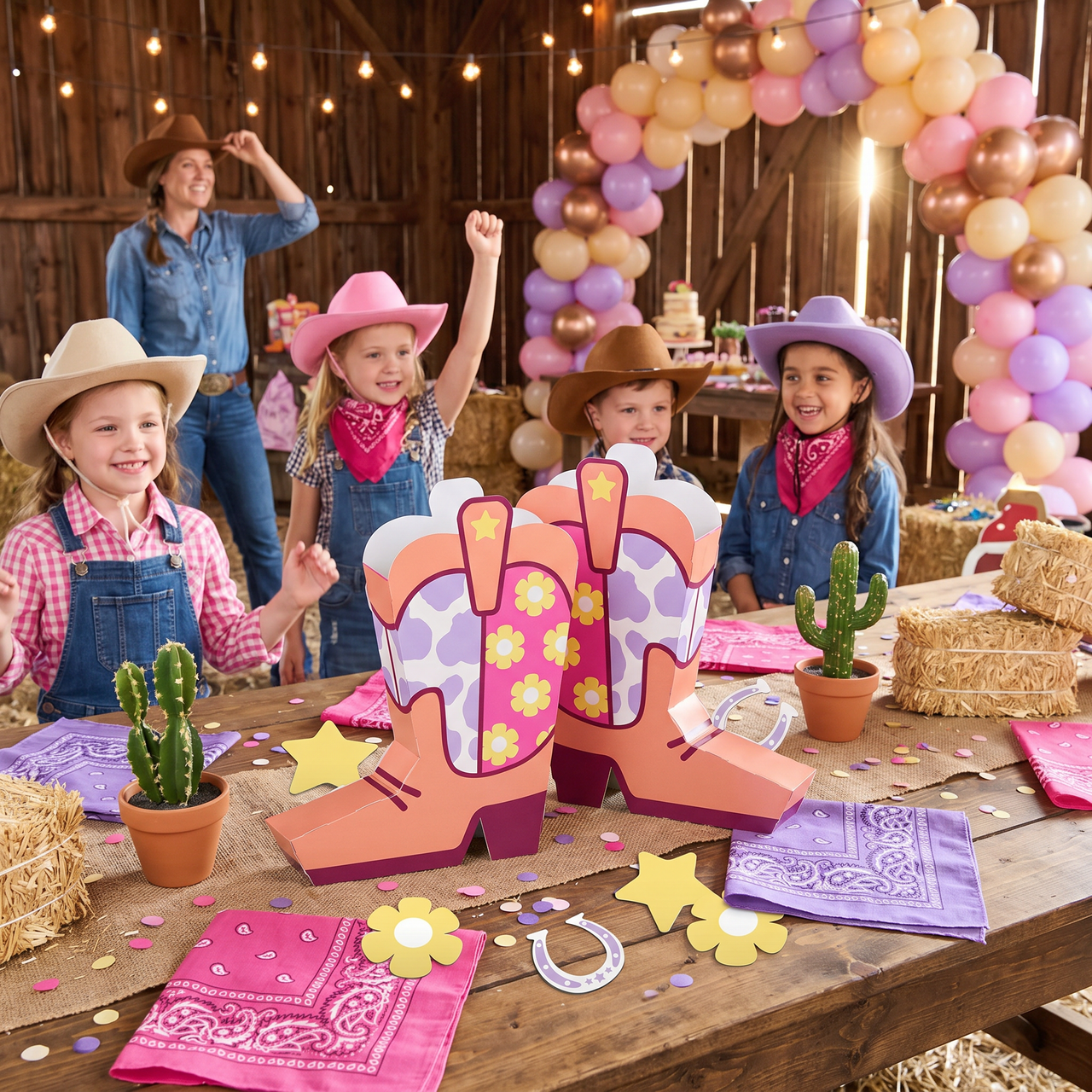 Boots and Bows 3D Centerpiece w/ Cutouts (24 per Case)