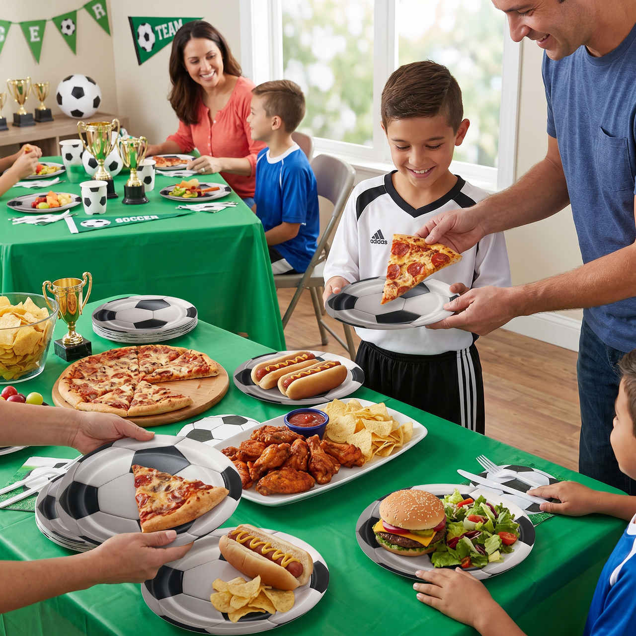 Soccer Party Plates - 9 Inch Dinner Plates (8 Pack)