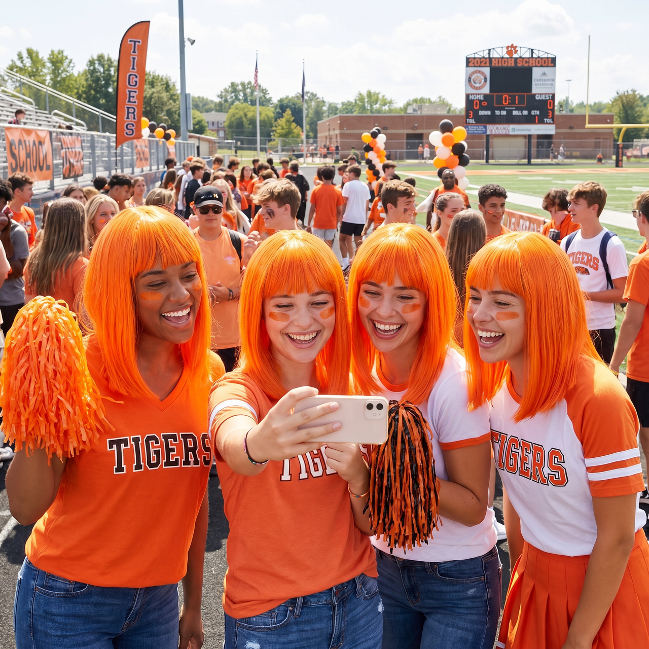 Orange Long Bob Wig - Spirit, School & Halloween Fun!