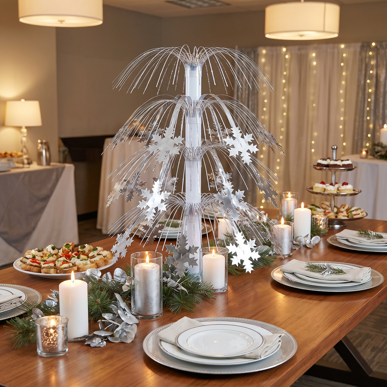 Christmas Snowflake Cascade Centerpiece