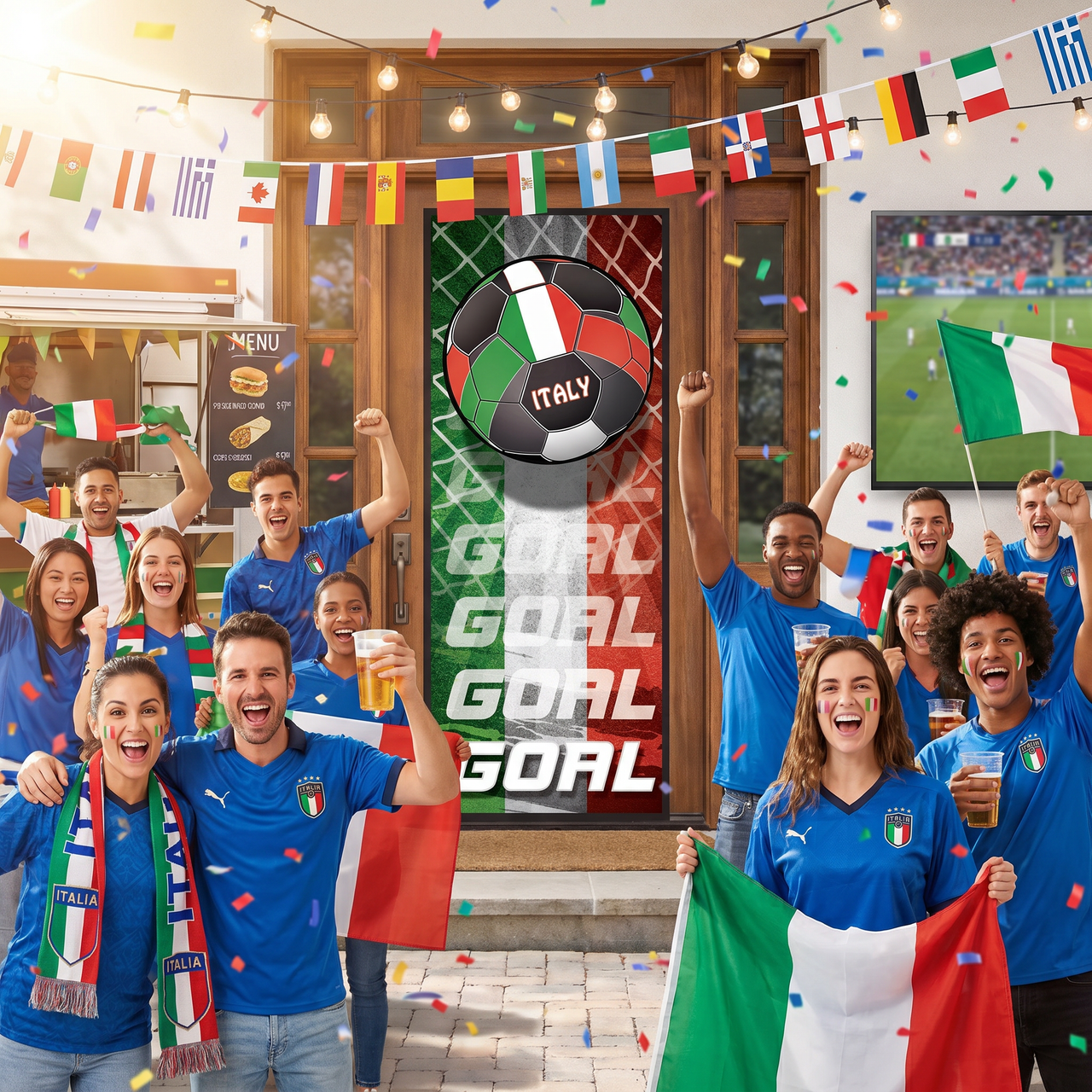 Italy Soccer Door Cover - All-Weather Sports Decor