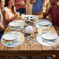 Volleyball Round Plastic Placemats - 4 Pack | 13 inch