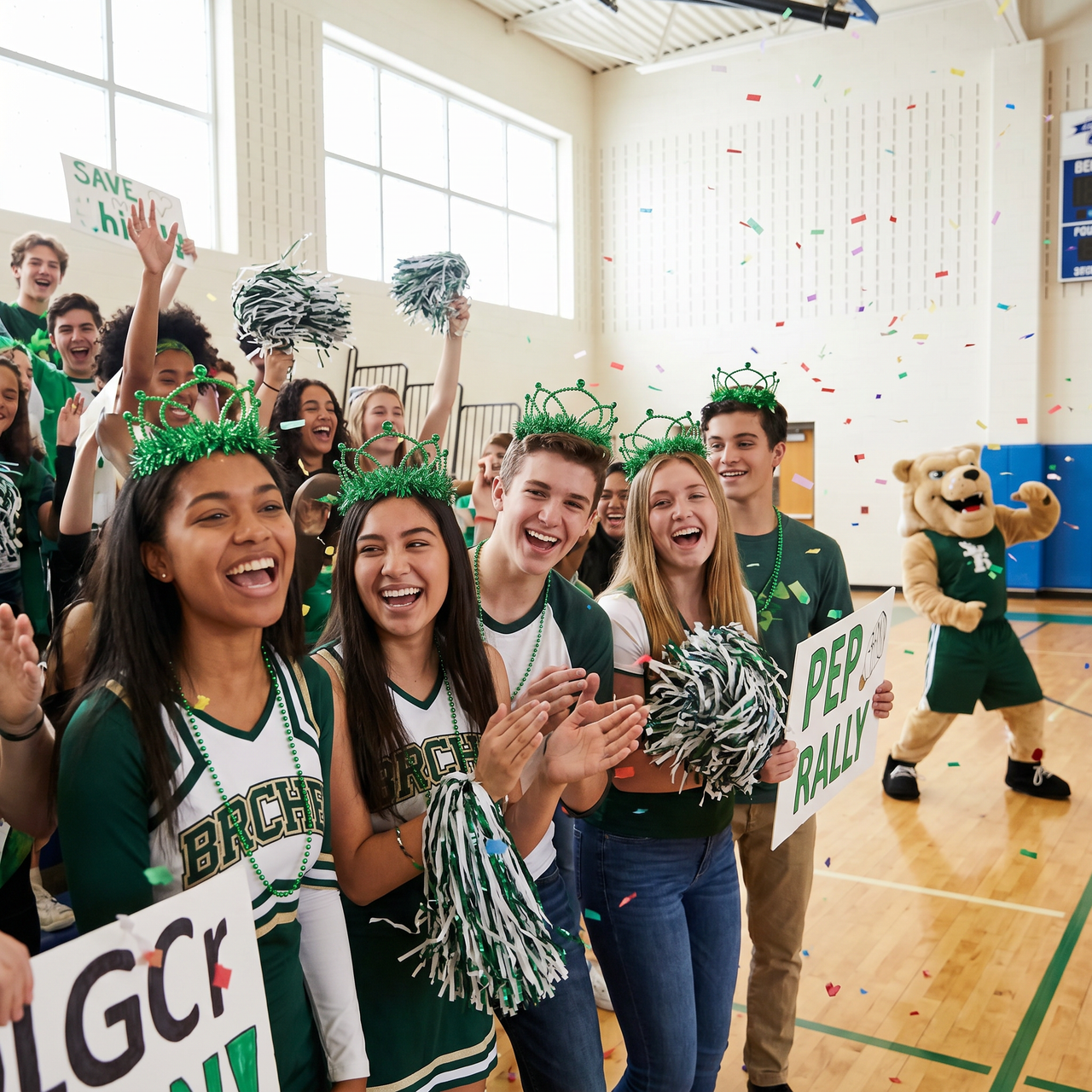 Green Plastic Tiara with Combs - Spirit & School Pride