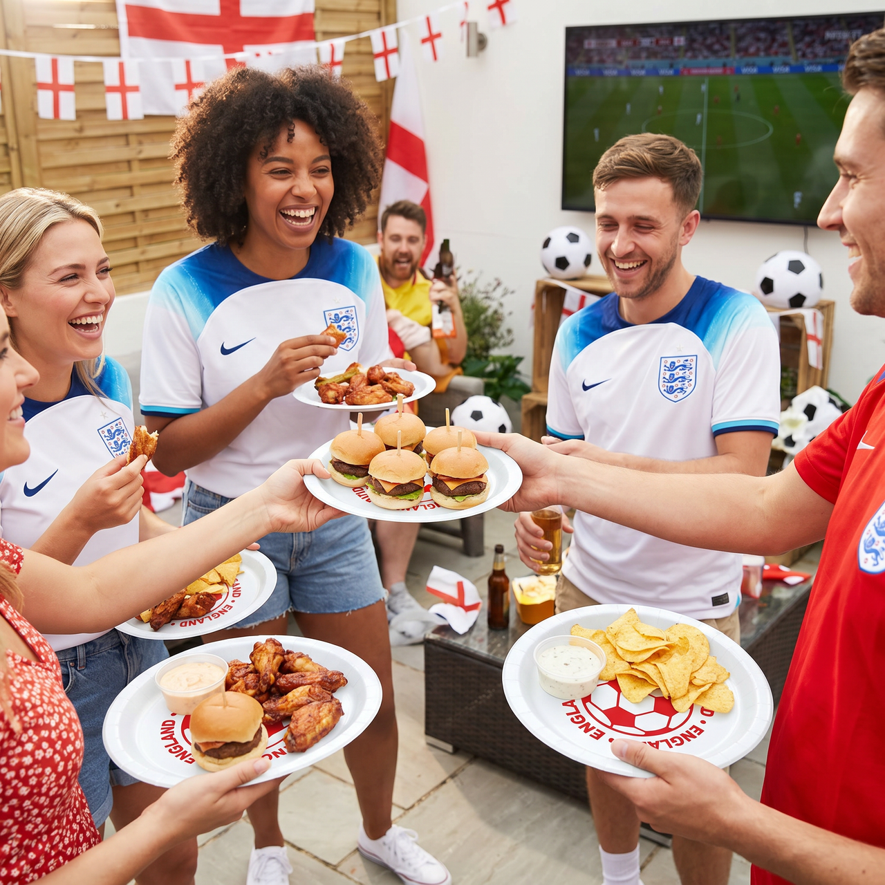 England Soccer Party Plates - 9 Inch Dinner Plates (8 Pack)