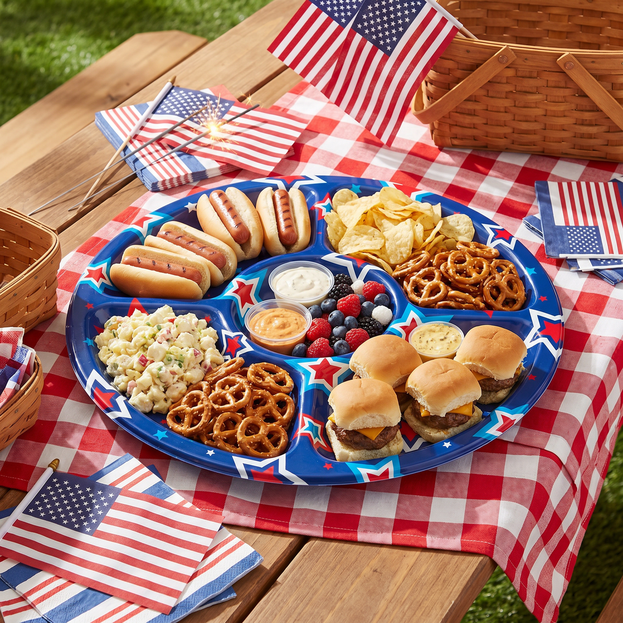 Patriotic Plastic Compartment Tray (6 per Case)