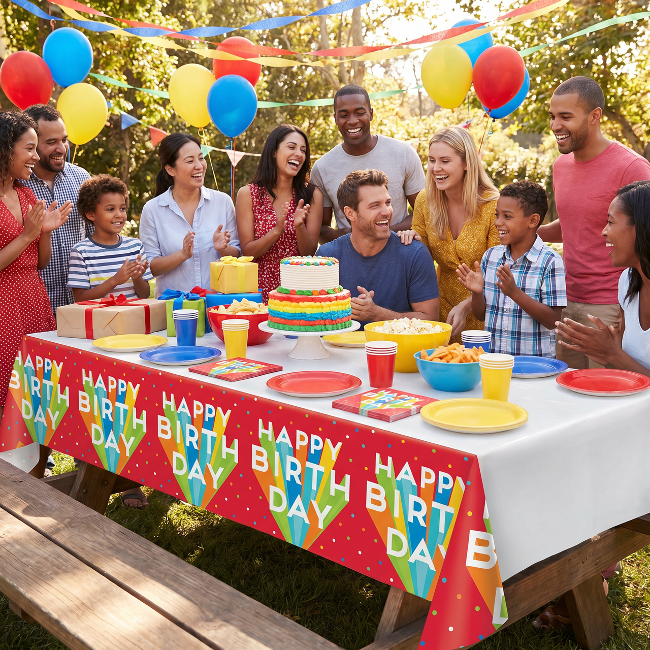 Happy Birthday Bash Plastic Tablecloths (Case of 12)