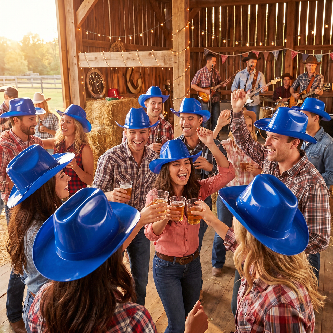 Blue Plastic Cowboy Hat - One Size Fits Most