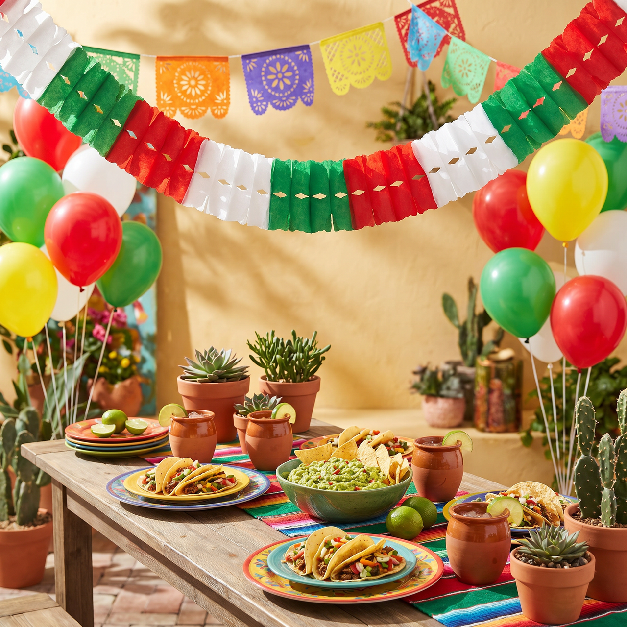 Fiesta Leaf Garland - red - white - green