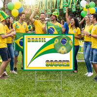 Brasil Soccer Yard Sign - All-Weather Plastic with H-Stake