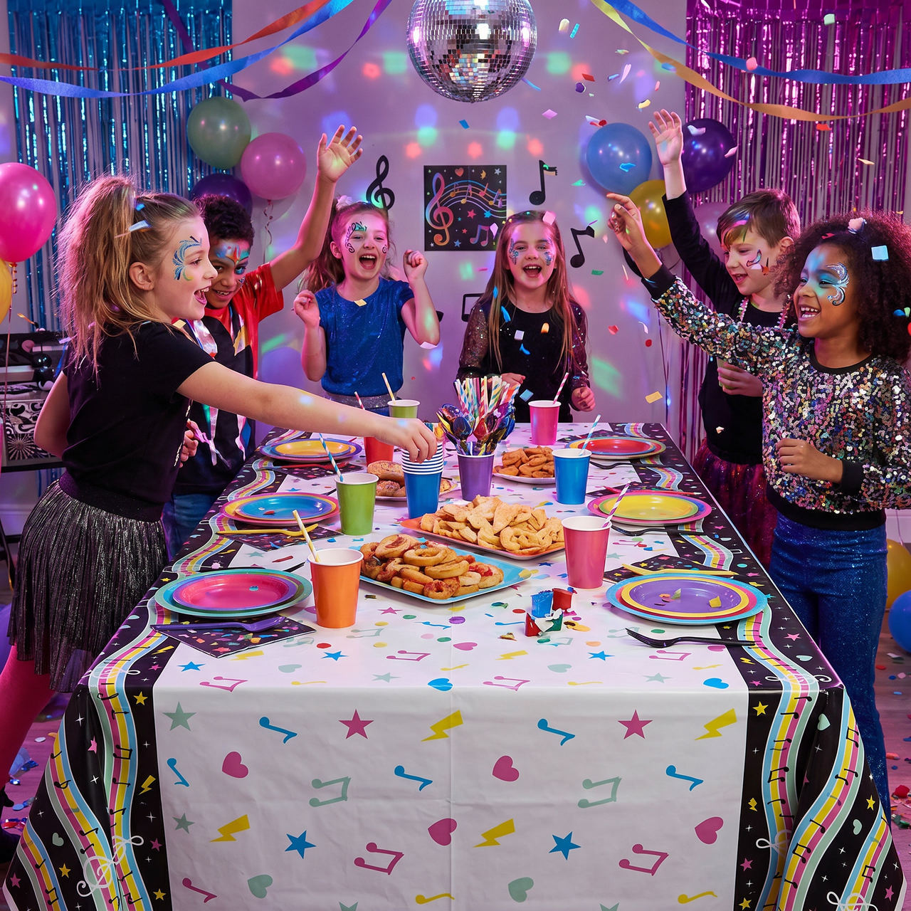 Birthday Beats Disco Party Paper Tablecloths (Case of 6)