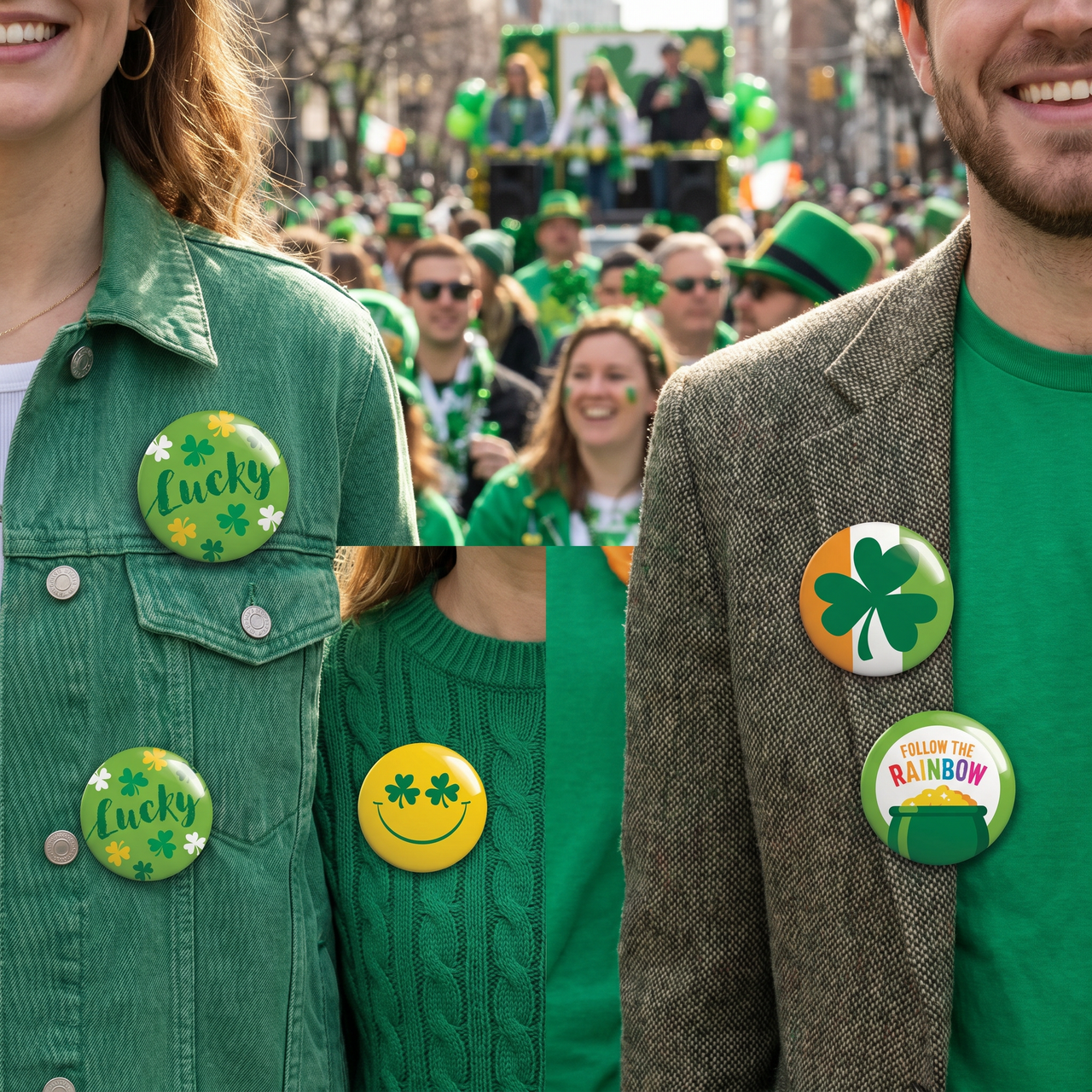 St Patricks Day Wearable Buttons (Case of 48)