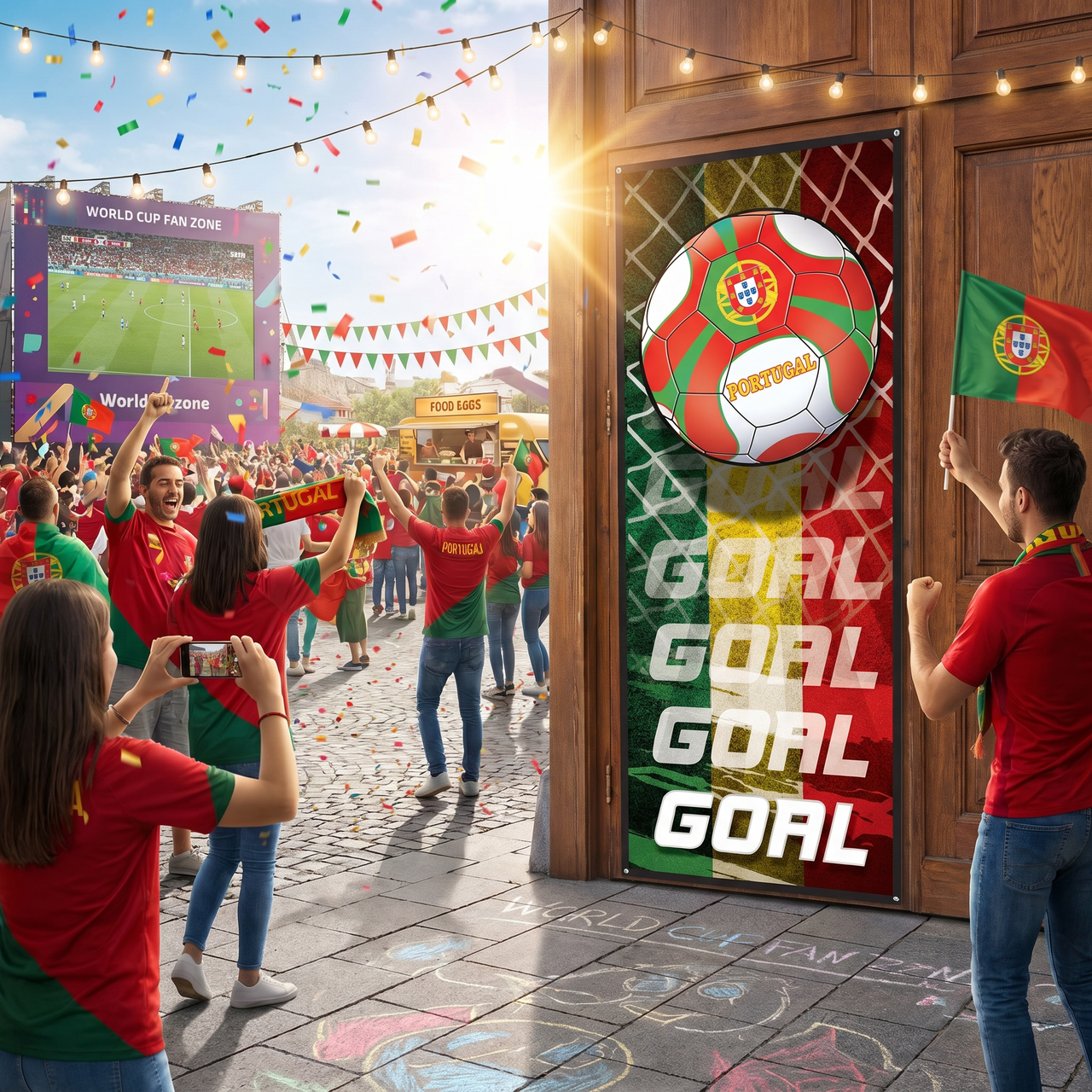 Portugal Soccer Door Cover - All-Weather Sports Decor