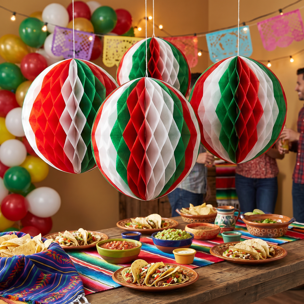 Fiesta Tissue Ball - red - white - green