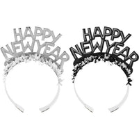 50 pc Bulk New Year's Eve Black and Silver Foil Glitter Tiaras - New Year's Eve Party Supplies by Creative Converting