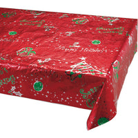 6ct Bulk Metallic Printed Christmas Plastic Table Covers