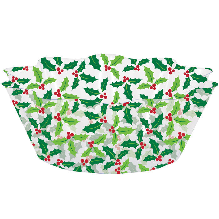 12ct Holly Fluted Plastic Bowls