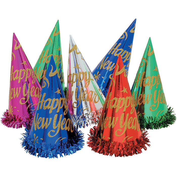 50 pc Bulk New Year's Eve Foil Glitter Party Hats - New Year's Eve Party Supplies by Creative Converting