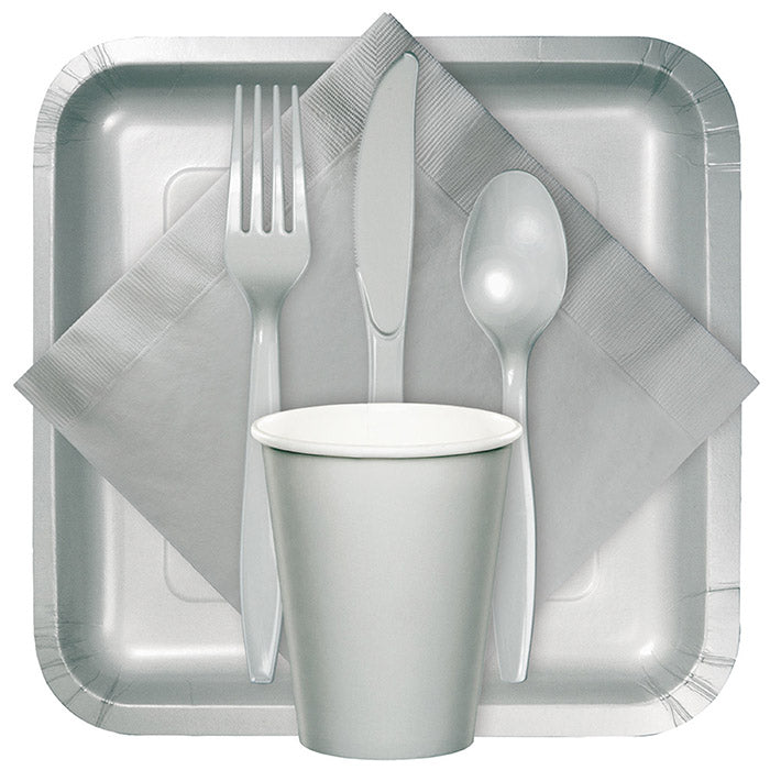 288ct Bulk Shimmering Silver Assorted Plastic Cutlery