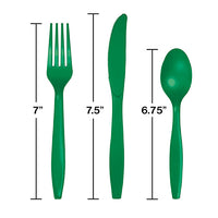 288ct Bulk Emerald Green Assorted Plastic Cutlery