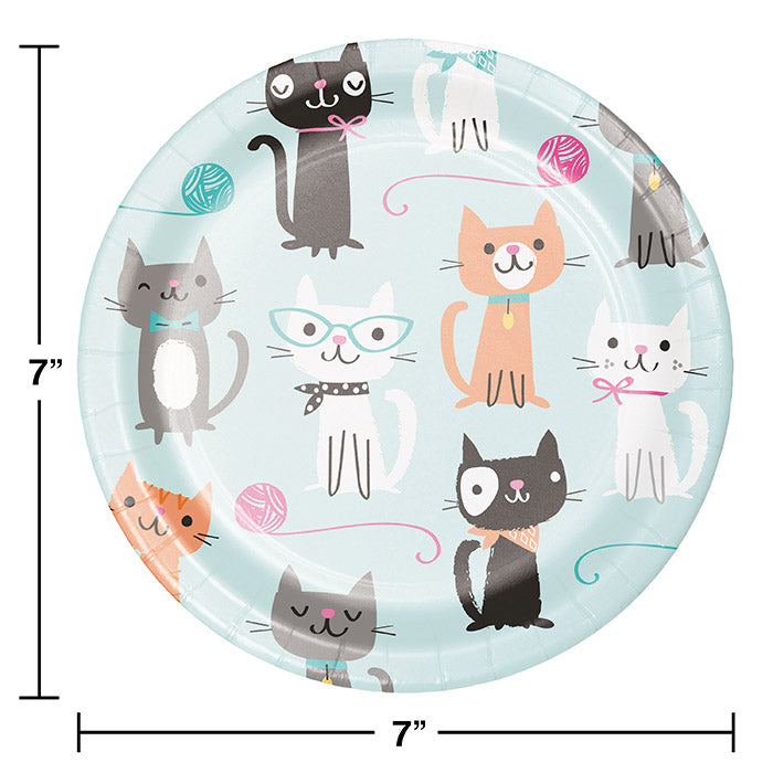 96ct Bulk Purr-fect Cat Party Dessert Plates