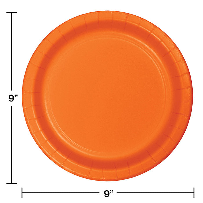 96ct Bulk Value Friendly Sunkissed Orange Dinner Plates