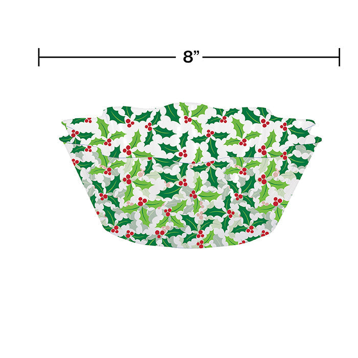 12ct Holly Fluted Plastic Bowls