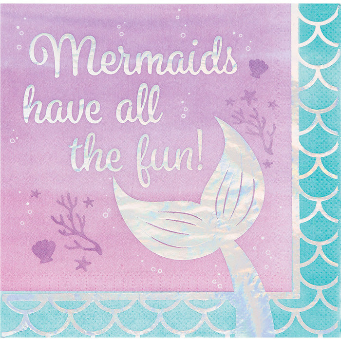 192 pc Bulk Iridescent Mermaid All The Fun Luncheon Napkins - Birthday Party Supplies by Creative Converting