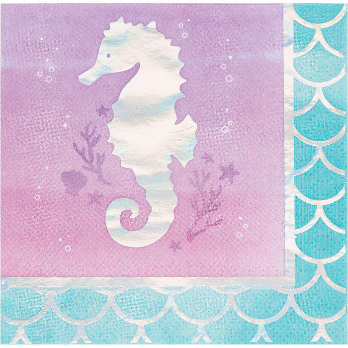 192 pc Bulk Iridescent Mermaid Party Beverage Napkins - Birthday Party Supplies by Creative Converting