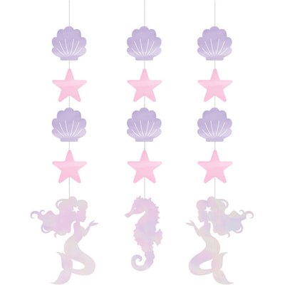36 pc Bulk Iridescent Mermaid Party Hanging Decorations - Birthday Party Supplies by Creative Converting