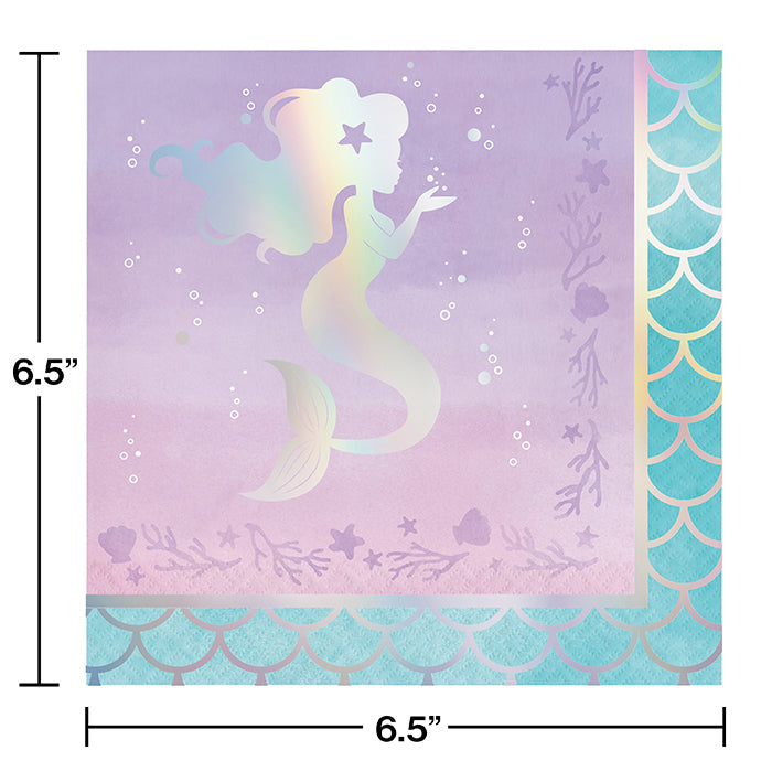 192ct Bulk Iridescent Mermaid Party Luncheon Napkins