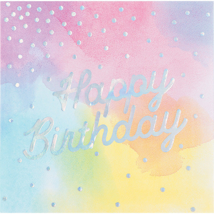 192 pc Bulk Iridescent Party Happy Birthday Luncheon Napkins - Birthday Party Supplies by Creative Converting