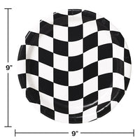 96ct Bulk Black and White Check Dinner Plates