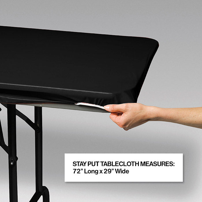12ct Bulk Black Stay Put Table Cover 29" x 72"