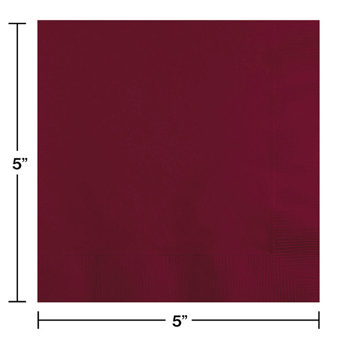500ct Bulk Burgundy Beverage Napkins 3 ply