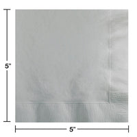 1200ct Bulk Shimmering Silver 2 Ply Beverage Napkins