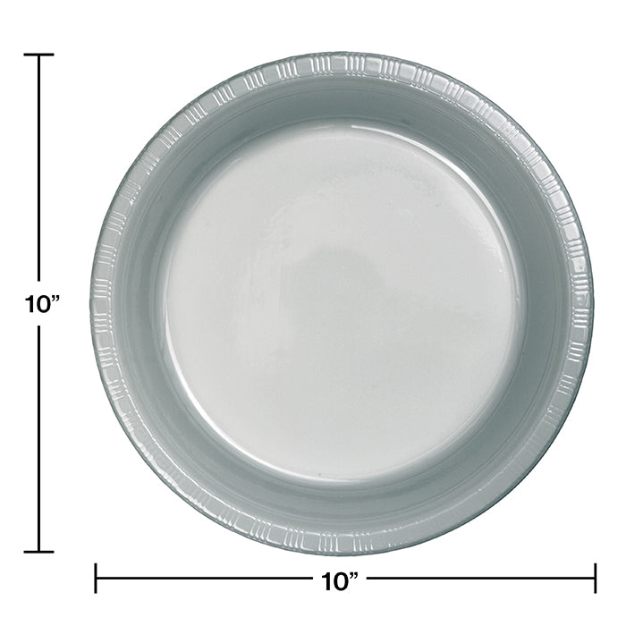 240ct Bulk Shimmering Silver Plastic Banquet Plates