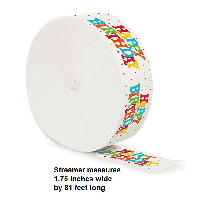 Bulk Happy Birthday Streamers (12 per Case)