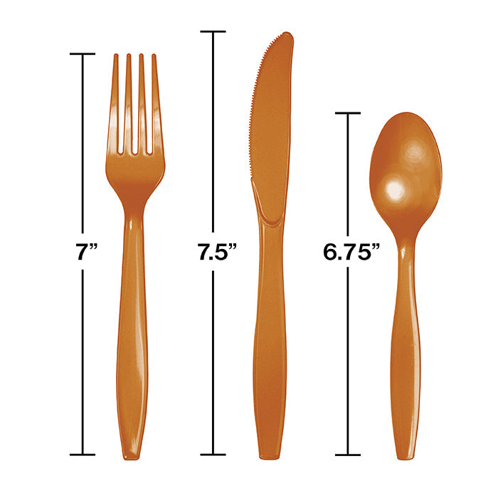 288ct Bulk Pumpkin Spice Orange Assorted Plastic Cutlery