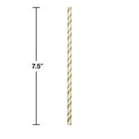 144ct Bulk Gold and White Striped Flex Paper Straws