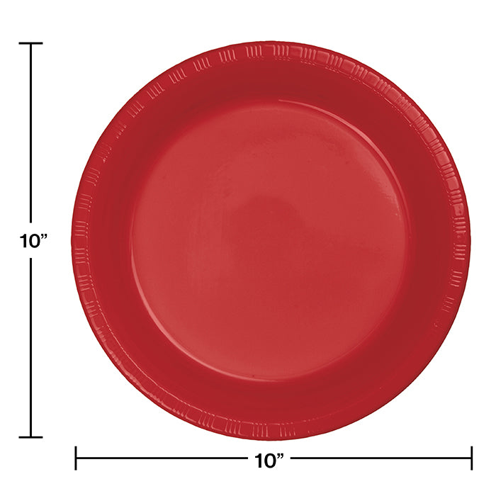 240ct Bulk Classic Red Plastic Banquet Plates