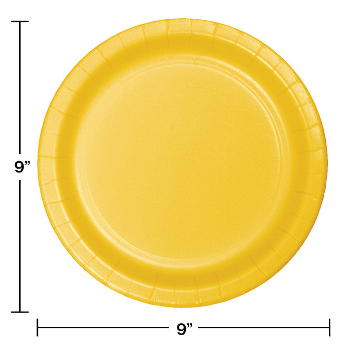 96ct Bulk Value Friendly School Bus Yellow Dinner Plates
